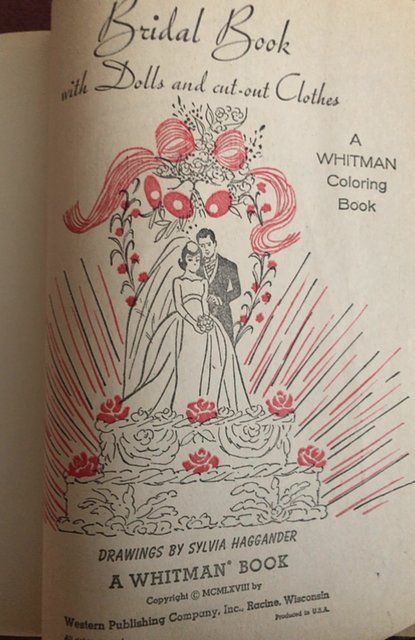 bridal book w/dolls& Cut-out clothes,11p colored,1968