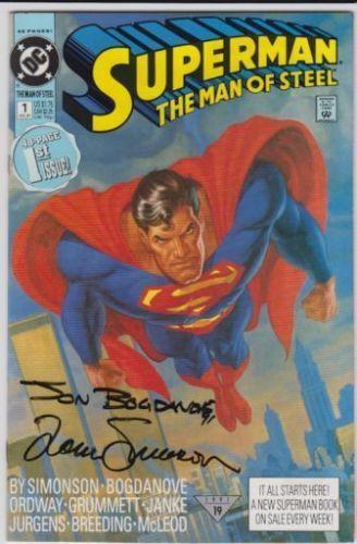 Superman: The Man of Steel #1 NM+ Autograph by Jon Bogdanove Louise Simonson COA