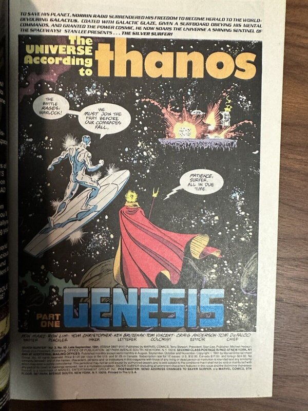 Silver Surfer #55 VF+ Thanos Infinity Gauntlet Crossover (Marvel Comics 1991)