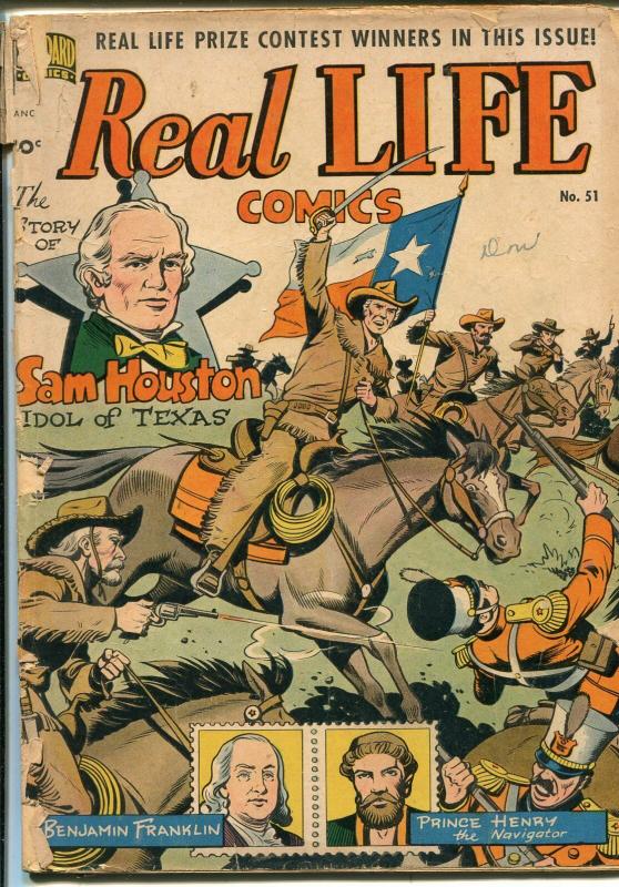 Real Life #51 1949-Nedor-Sam Houston-Jules Verne-Sci-fi-George Evans-FR/GOOD