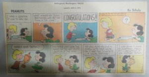 Peanuts Sunday Page by Charles Schulz from 4/6/1975 Size: ~7.5 x 15 inches