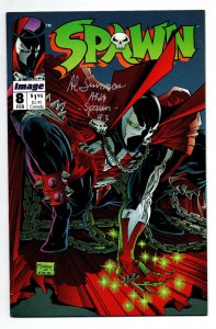 Spawn #8 - signed by Al Simmons aka Spawn w/poster - 1993 - VF