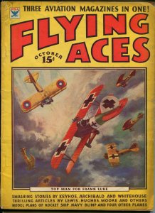 Flying Aces 10/1934- bedsheet edition-WWI aviation pulp thrills-rare-VG-