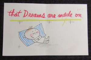 WHAT DREAMS ARE MADE OF 2-Panel Cartoon Boy 8x5 Greeting Card Art #V3422