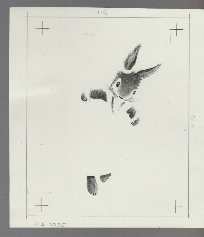 HAPPY EASTER Cute Bunny Rabbit Running 6x7 Greeting Card Art #E2225 