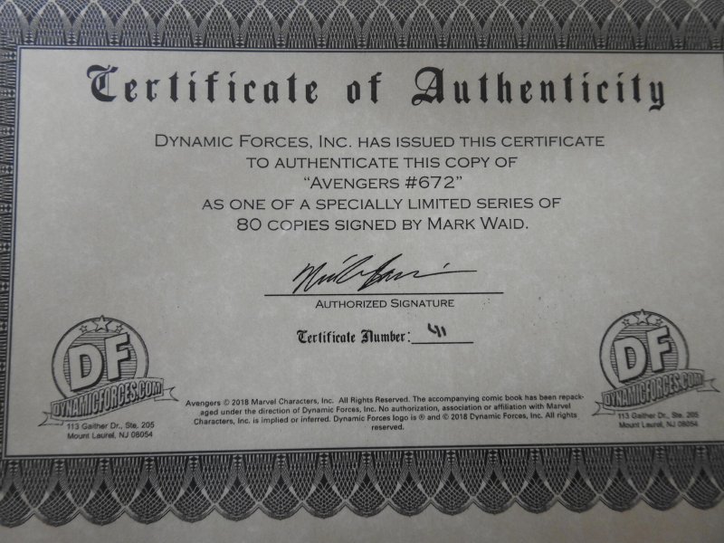 Avengers #672 Signed W/ Certificate of Authenticity!