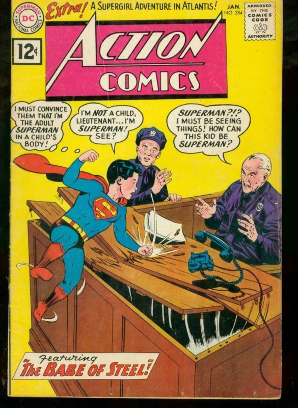 ACTION COMICS #284 DC SUPERMAN 1962 SUPERBOY COVER VG