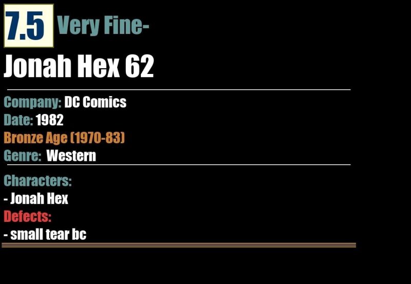 Jonah Hex 62 (1982) VF- 7.5 Bronze Age DC Comics