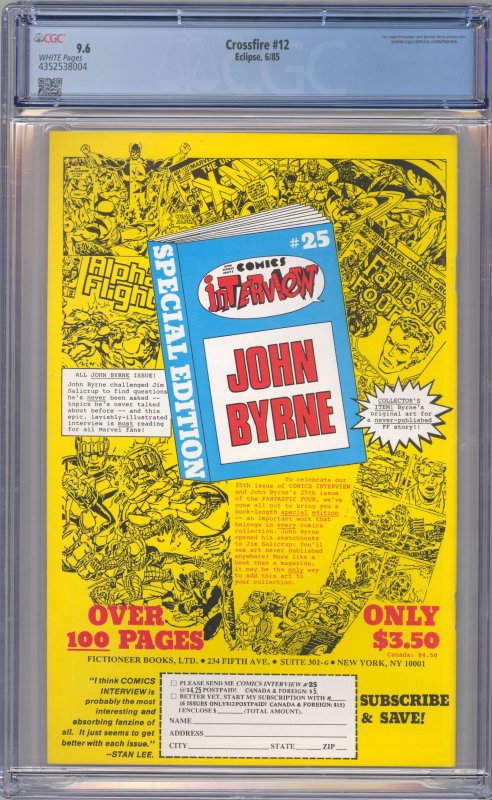 Crossfire #12 (1985) CGC 9.6 NM+ CLASSIC DAVE STEVENS COVER