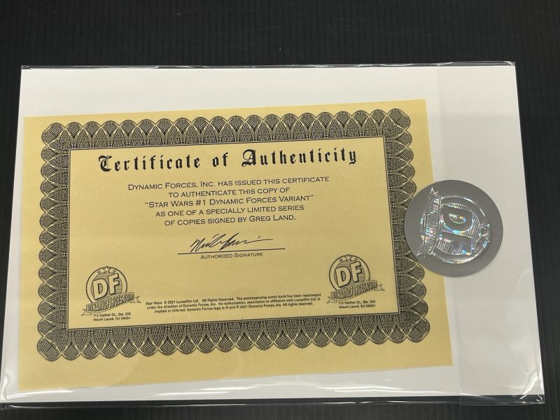 STAR WARS #1 2015 Dynamic Forces Exclusive SIGNED by Greg Land W/ COA PROSHIPPER