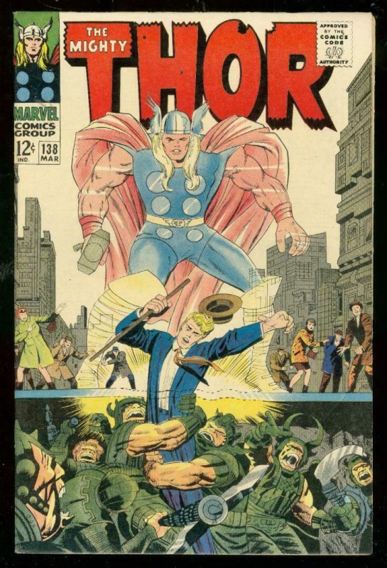 MIGHTY THOR #138 1967-MARVEL COMICS-WILD COVER-KIRBY FN/VF 
