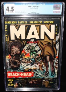 Man Comics #13 - Beach-Head! - Men at War - CGC Grade 4.5 - 1952