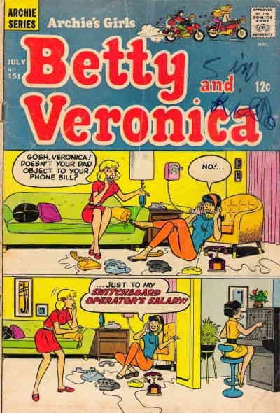 Archie's Girls Betty And Veronica #151 FN ; Archie | July 1968 Phone Operator