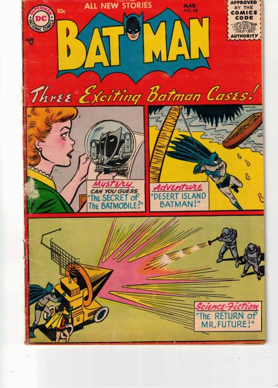 Batman #98 (1956) Mid-High-Grade FN+ Secrets Of The Batmobile! Utah CERTIFICATE!