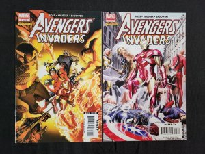 Avengers Invaders 13PC LOT #1-12+Sketchbook Alex Ross Art/Complete (8.5-9.0)2008