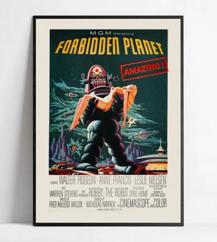 FORBIDDEN PLANET Vintage Style Canvas ROBOT Movie Poster 12×16 NEW / No Frame