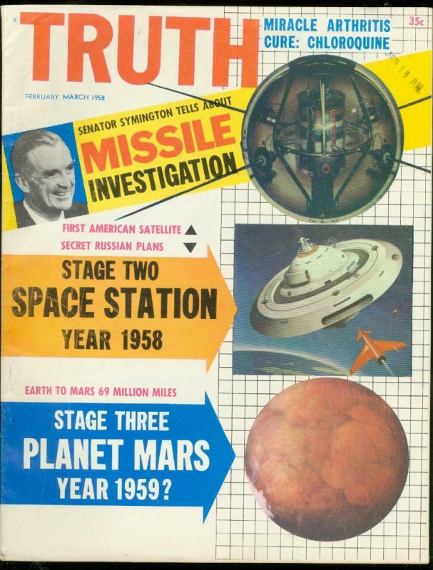 TRUTH MAGAZINE FEB 1958 #1-PLANET MARS-SPACE STATION- FN