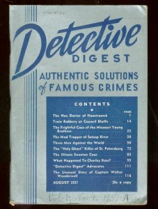 DETECTIVE DIGEST #4 PULP AUG 1937-FAMOUS CRIME  MYSTERY FN-