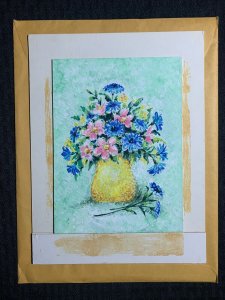 JUST FOR YOU Pink and Blue Flowers 7.5x10 Greeting Card Art C9706 w/ 1 Card