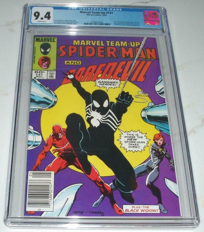 MARVEL TEAM UP #141- CGC 9.4-WP-1ST BLACK COSTUME- BLACK WIDOW APP-GEM MINT CASE