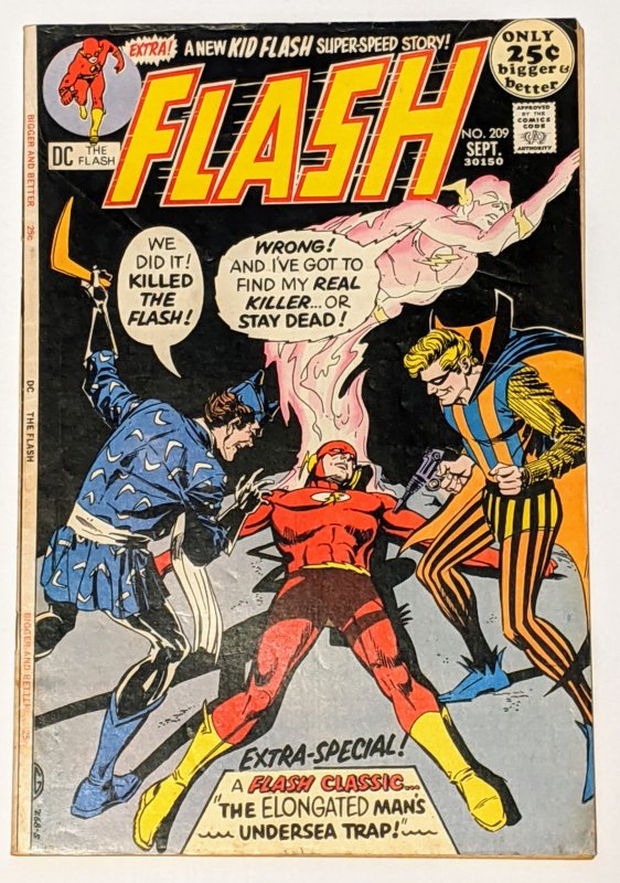 The Flash #209 (Sept 1971, DC) VG/FN 5.0 Trickster appearance Kid Flash backup