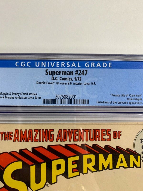 Superman 247 Cgc 9.8 Double Cover !!!!! Super Rare Dc Comics Bronze Age 1972