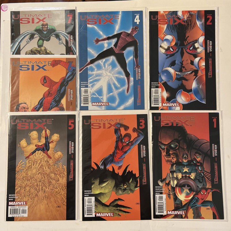 Ultimate Six 1-7 Complete Series Set Spider-Man Kraven Bendis 2003 Marvel Comics 