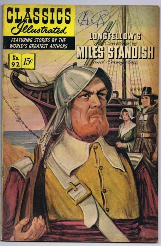 Classics Illustrated Miles Standish #92 HRN 165 ORIGINAL Vintage Comic Book