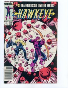 Hawkeye #3 (1983) Newsstand 1st app of Bombshell