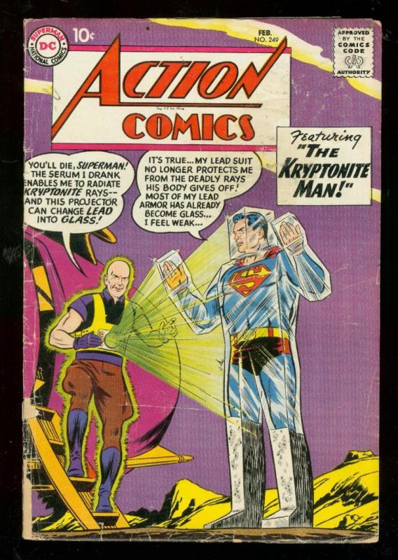 ACTION COMICS #249 1959-DC COMICS-SUPERMAN LEX LUTHOR G/VG
