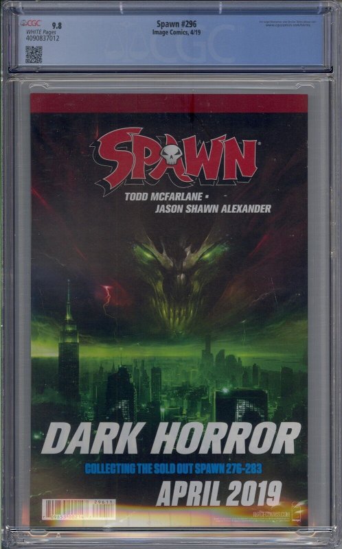 SPAWN #296 CGC 9.8 TODD MCFARLANE STORY