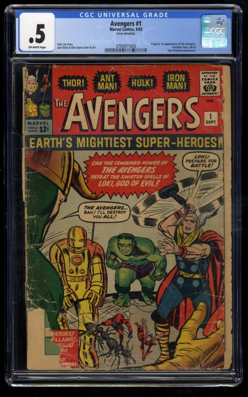 Avengers #1 CGC P 0.5 Off White Thor Captain America Iron Man Hulk! Complete!