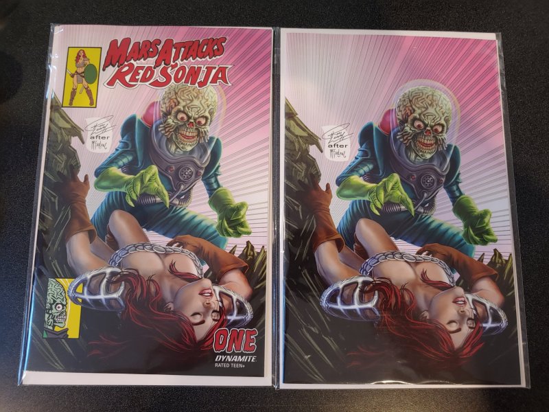 MARS ATTACKS RED SONJA #1 RON LEARY HOMAGE VARIANT SET DYNAMITE  COMICS