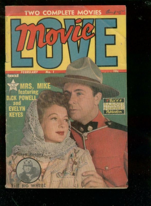 MOVIE LOVE #1 1950-FAMOUS FUNNIES-BIG WHEEL-INDY 500  G/VG