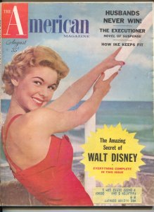 MAG: American Magazine 8/1955-Secrets Of Walt Disney pulp fiction-classic car...