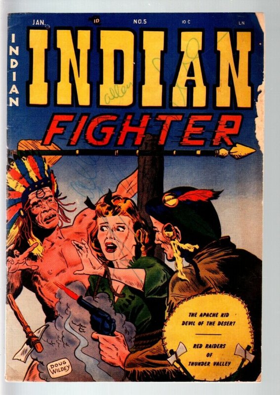 INDIAN FIGHTER #5-DOUG WILDEY COVER-KIT CARSON-APACHE KID VG-1950-YOUT VG