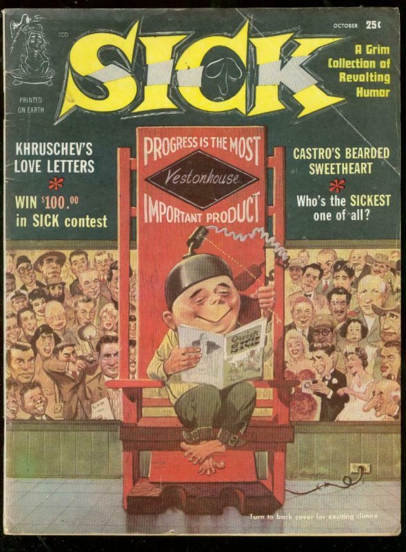 Sick Magazine #2 October 1960-ELECTRIC CHAIR COVER-PAPER DOLLS VG 