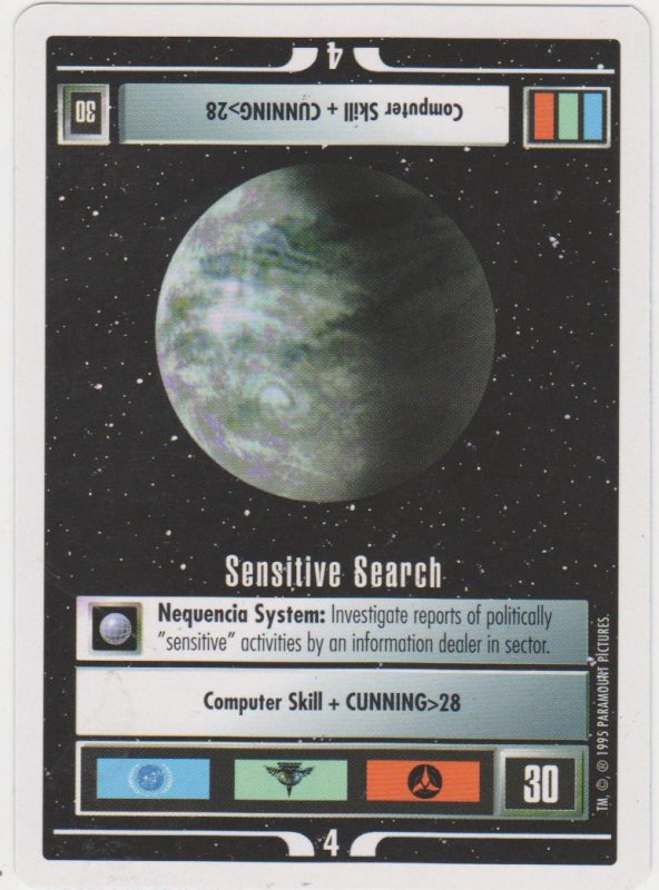 1995 Star Trek Trading Game Card Sensitive Search