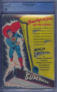 WORLD'S FINEST COMICS #7 CGC 3.0 SUPERMAN BATMAN ROBIN GREEN ARROW WHITE PAGES