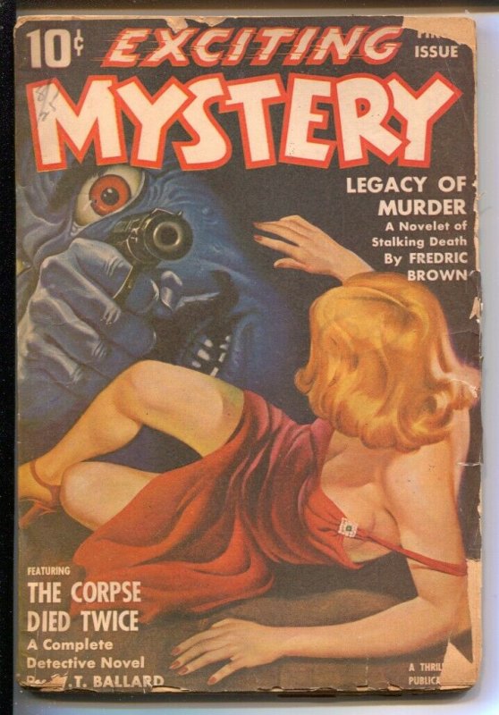 Exciting Mystery #1 10/1942-Thrilling-1st issue-Good Girl Art cover-weird men...
