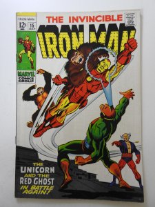 Iron Man #15 (1969) vs The Red Ghost! Beautiful Fine Condition!