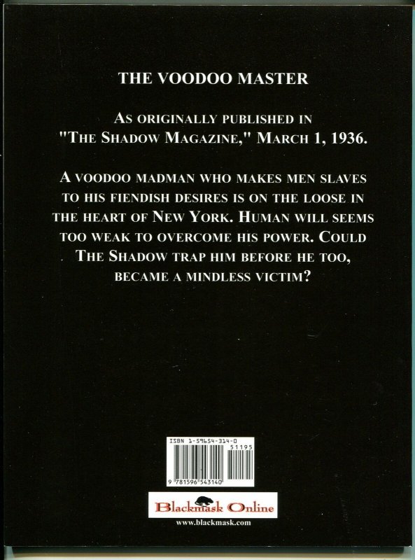 Shadow Pulp Reprint 2006-Voodoo Master-Maxwell Grant-5/1/1936 publish date-NM