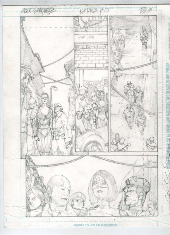 Katana #10 pg 8 DC New 52-Justice League Original Penciled art by ALEX SANCHEZ 