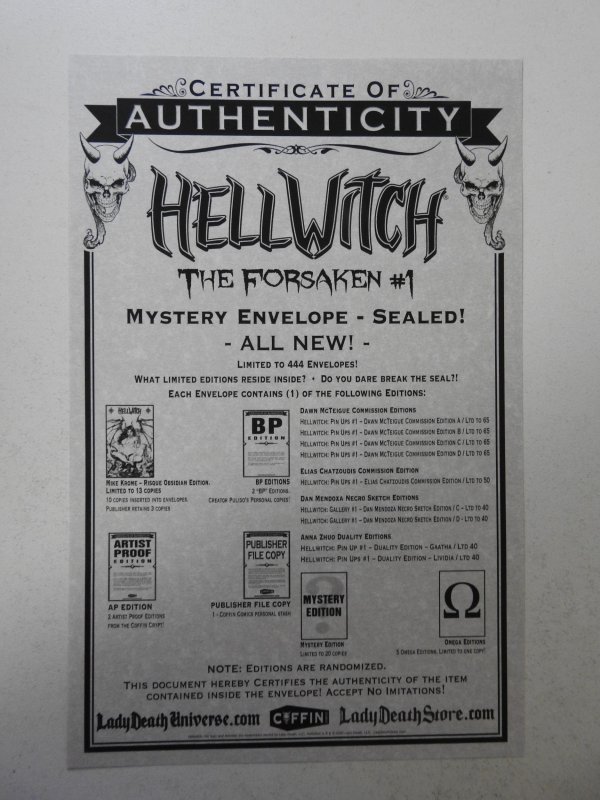 Hellwitch: Pin Ups #1 McTeigue Comission B Edition NM Condition! W/ Cert