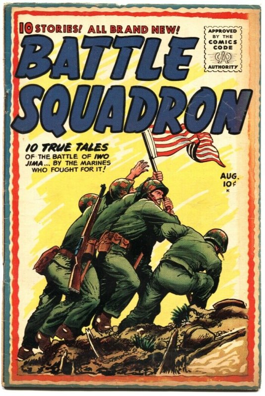 BATTLE SQUADRON #3-1955-AMERICAN FLAG COVER-US MARINES ON IWO JIMA--WW II