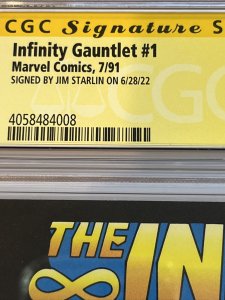 Infinity Gauntlet (1991) # 1 (CGC 9.8 SS WP)  Signed By Jim Starlin ! 