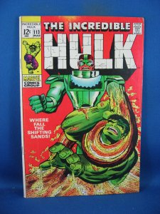INCREDIBLE HULK 113  VG F 1969