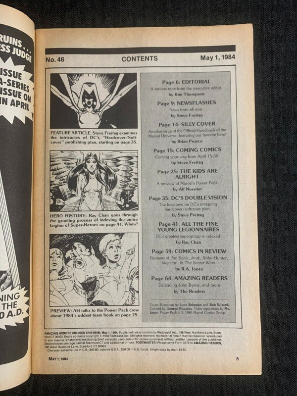 1984 AMAZING HEROES Comic Magazine #46 VG+ 4.5 Power Pack
