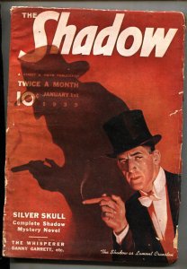 SHADOW 1939 Jan 1 -SILVER SKULL-RARE PULP MAGAZINE G