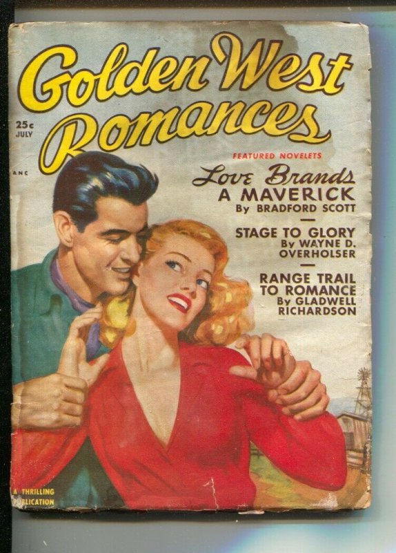 Golden West Romances 7/1950- Bradford Scott -Wayne D. Overholser-spicy cover ...